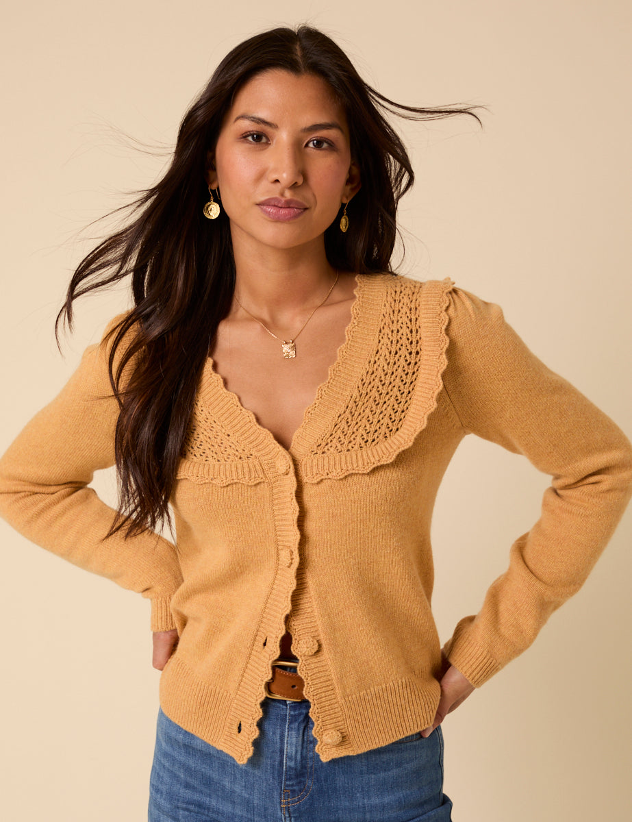 Yellow Pointelle Knitted Cardigan