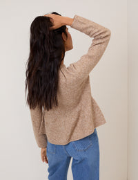 Light Brown Tie Front Peplum Cardigan