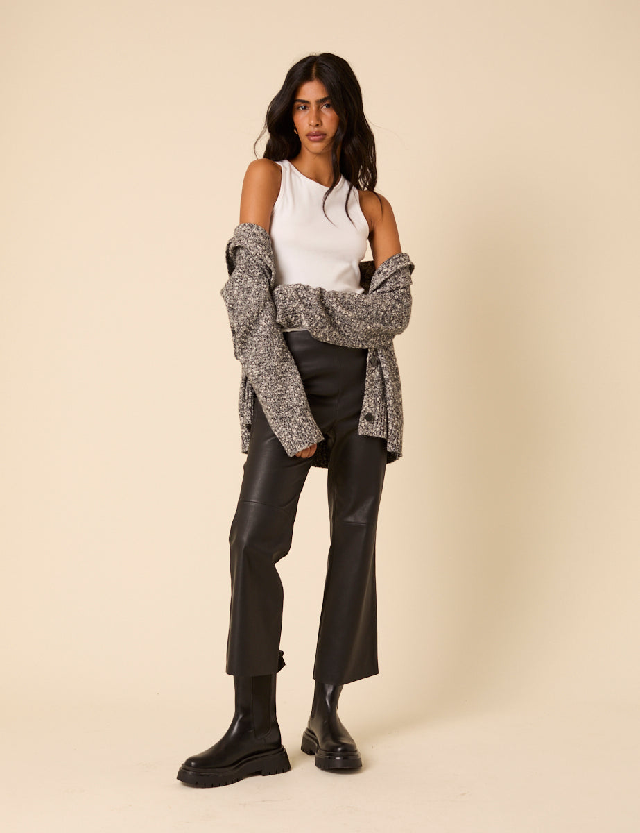 Grey And White Sailor Collar Wool-blend Jumper