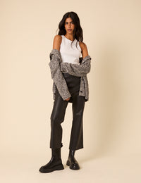 Grey And White Sailor Collar Wool-blend Jumper