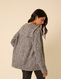 Grey And White Sailor Collar Wool-blend Jumper