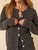 Grey Wool Blend Boucle Cardigan