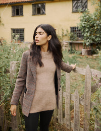 Brown Fluffy Alpaca and Wool Blend Oversized Jumper