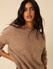 Brown Fluffy Alpaca and Wool Blend Oversized Jumper