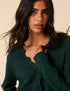 Dark Green Wool Blend Crochet Trim Elodie Cardigan