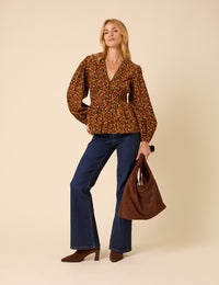 Brown Ditsy Floral Long Sleeve Starlight Top