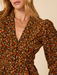 Brown Ditsy Floral Long Sleeve Starlight Top