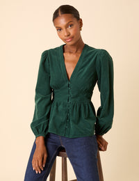 Green Cord Balloon Sleeve Starlight Top