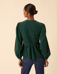 Green Cord Balloon Sleeve Starlight Top