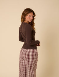 Brown Scoop Neck Top