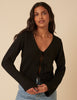Black Tie Front Knitted Cardigan