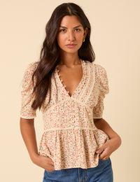 Yellow Ditsy Floral Top