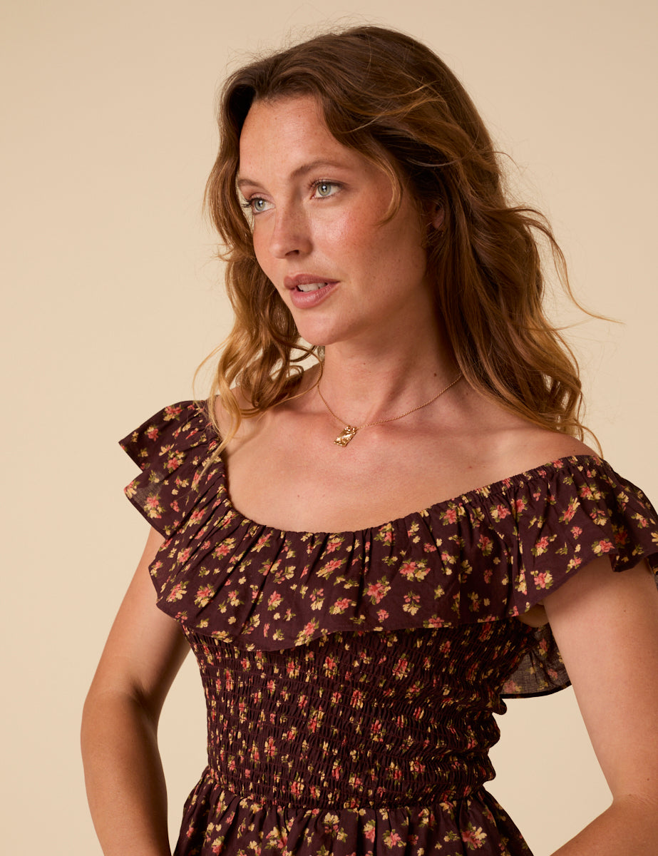 Brown Floral Top
