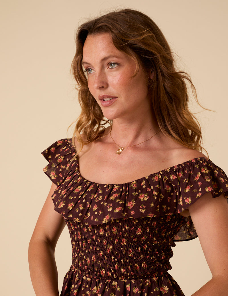 Brown Floral Top