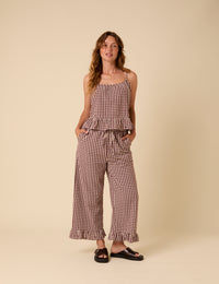 Brown Gingham Cami Top