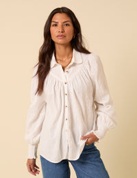 White Balloon Sleeve Blouse