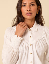 White Balloon Sleeve Blouse