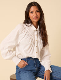 White Balloon Sleeve Blouse