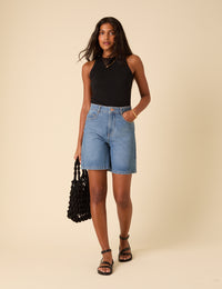 Black Ribbed Racer Vest