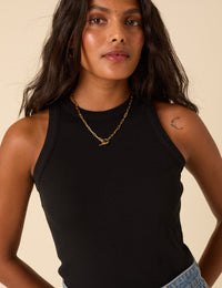 Black Ribbed Racer Vest