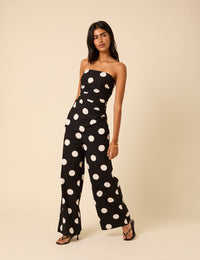 Black Polka Dot Bandeau Top