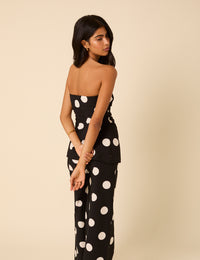 Black Polka Dot Bandeau Top