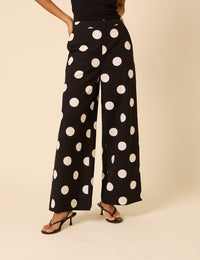 Black Polka Dot Wide Leg Trousers