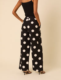 Black Polka Dot Wide Leg Trousers