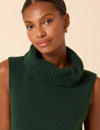 Forest Green Longline Roll Neck Vest