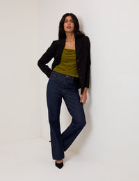 Green Velvet Cowl Neck Cami Top