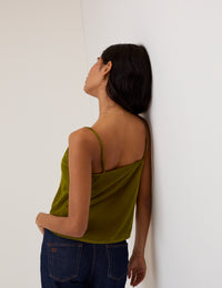 Green Velvet Cowl Neck Cami Top