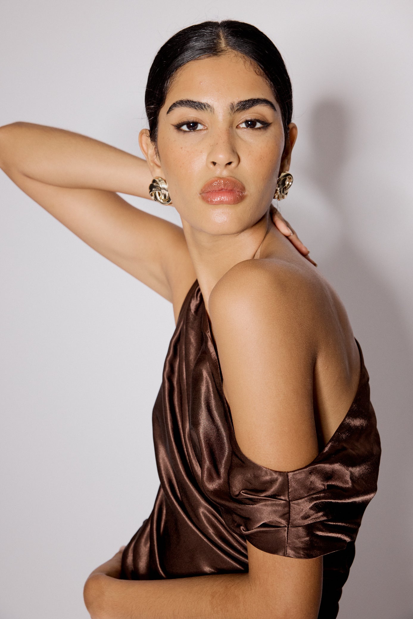 Brown Satin Asymmetric Top Brown Satin Asymmetric Top