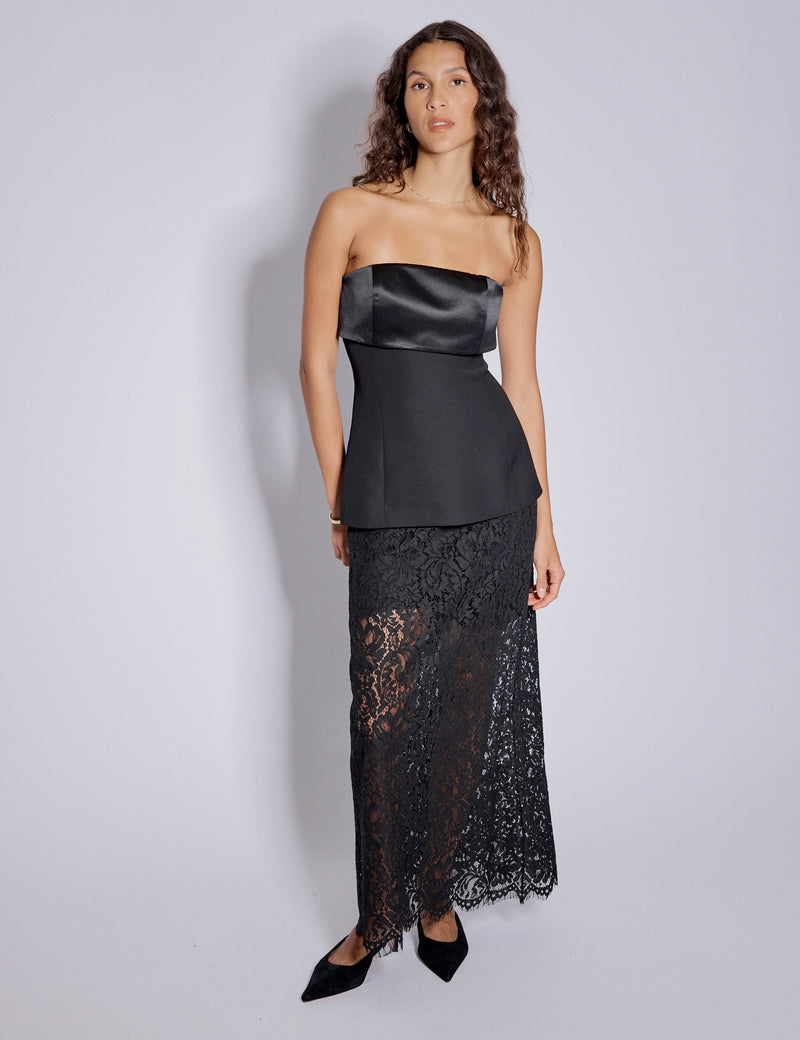 Black Bandeau Tailored Top