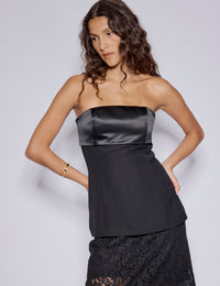 Black Bandeau Tailored Top