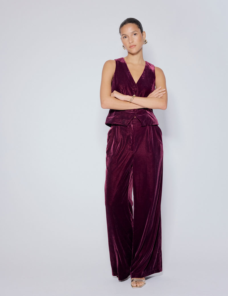 Burgundy Velvet Waistcoat