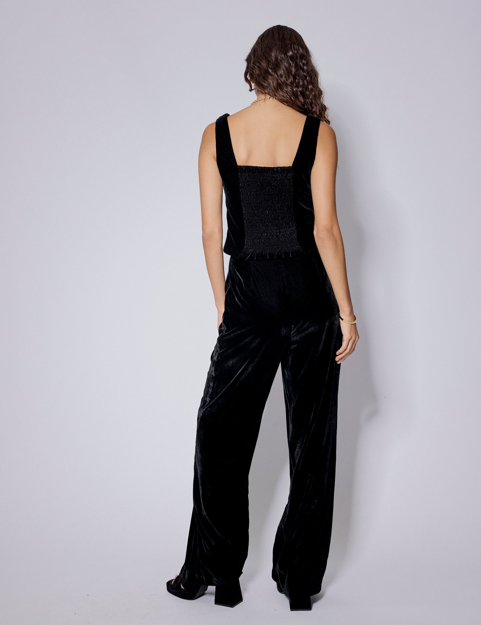 Black Velvet Square Neck Waistcoat