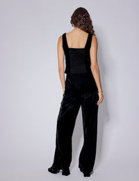 Black Velvet Square Neck Waistcoat