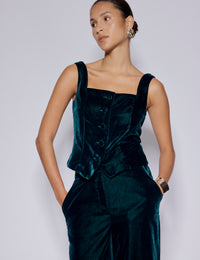 Green Velvet Square Neck Waistcoat