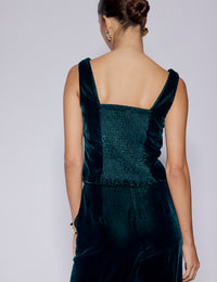 Green Velvet Square Neck Waistcoat