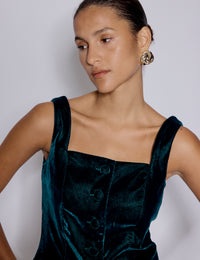 Green Velvet Square Neck Waistcoat