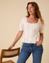 White Short Sleeve Button Down Blouse
