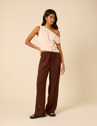 Cream One Shoulder Top