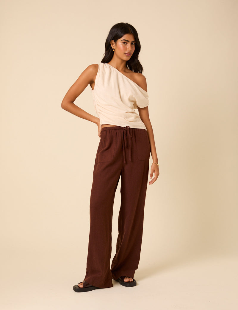Cream One Shoulder Top