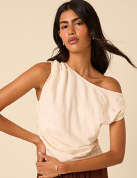 Cream One Shoulder Top