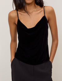 Black Velvet Cowl Neck Cami Top
