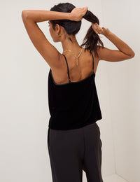 Black Velvet Cowl Neck Cami Top