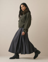 Taylor Belted Midi Kilt Skirt