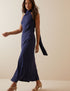 Navy Floral Satin Fifi Maxi Dress