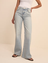 Light Blue Low Rise Penny Relaxed Flare Jeans