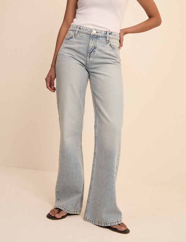 Light Blue Low Rise Penny Relaxed Flare Jeans